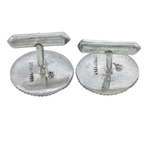 Vintage Hong Kong Sterling Silver 925 Black Onyx Chinese Happiness Cufflinks - Picture 4 of 5